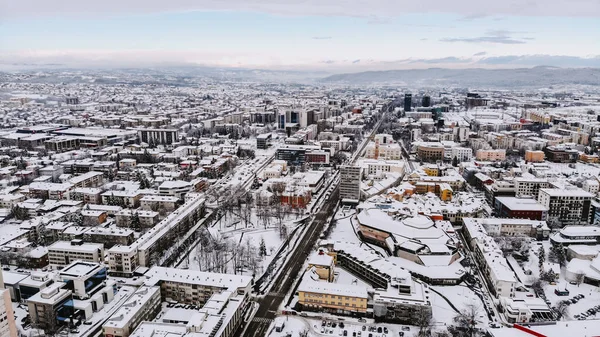 Аэросъемка Зимнего Пейзажа Города — стоковое фото