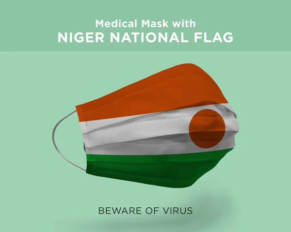 Illustration Medical Mask Niger National Flag Coronavirus — Stock Photo, Image