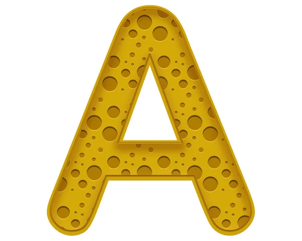 用白色背景上的黄色海绵质地制成的字母A的3D渲染说明 — 图库照片