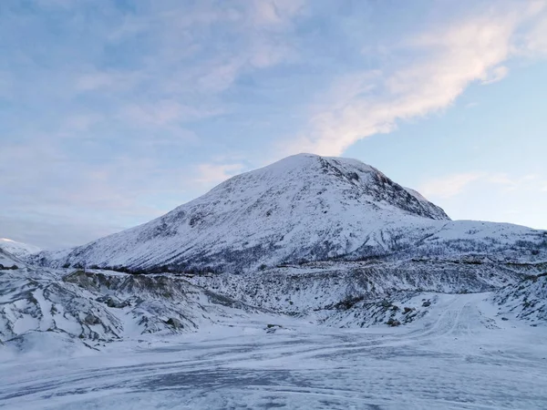 Красивый Снимок Зимы Заполярье Остров Квалой Норвегия — стоковое фото
