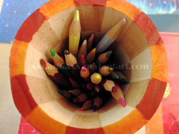 Anana Israel Sep 2012 Colorful Pencils Colorful Cup — стоковое фото