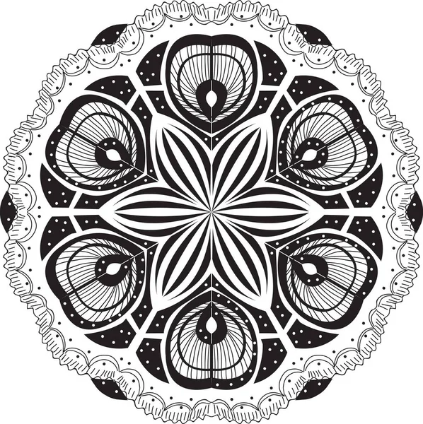Beyaz Arka Planda Izole Edilmiş Siyah Bir Mandala — Stok fotoğraf
