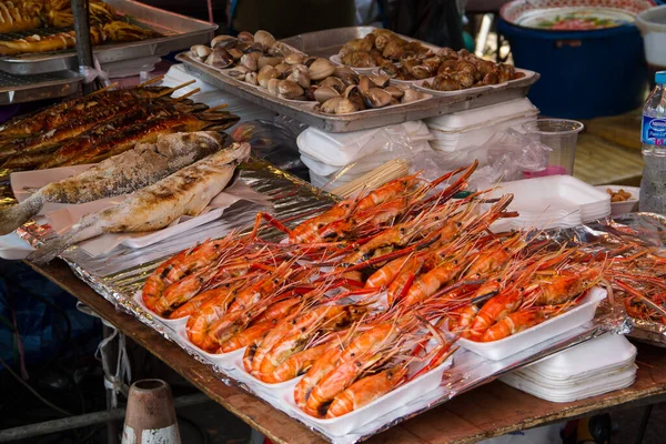 Comida Mar Mercado Comida Callejera Bangkok Tailandia — Foto de Stock