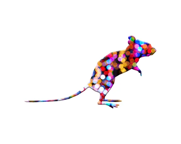 Illustration Rendu Une Souris Composée Lumières Floues Colorées Sur Fond — Photo