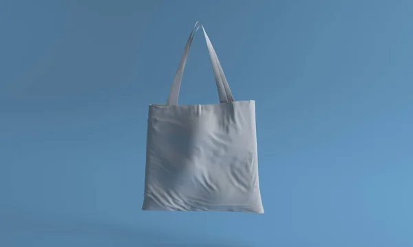 Rendu Sac Tissu Blanc Sur Fond Bleu — Photo