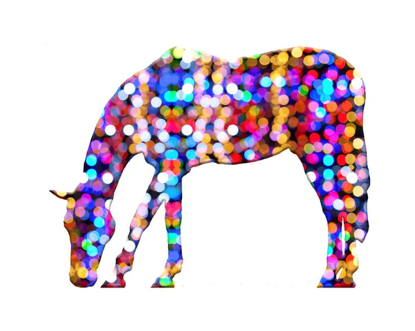 Horse Made Colorful Bokeh Lights Isolated White Background — Stock Photo, Image