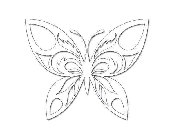 Line Art Illustration Butterfly Isolated White Background — Stock Photo, Image