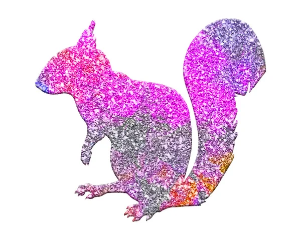 Een Weergave Illustratie Van Een Eekhoorn Samengesteld Uit Kleurrijke Glitter — Stockfoto