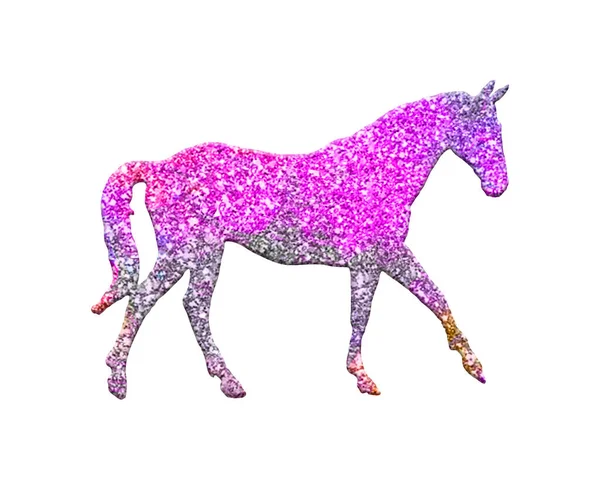 Rendering Illustration Häst Som Består Färgglada Glitter Vit Bakgrund — Stockfoto