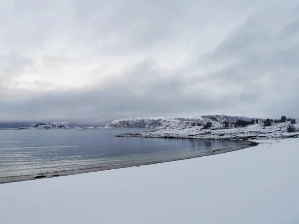 Uma Bela Foto Inverno Região Ártico Hillesoy Kvaloya Island Tromso — Fotografia de Stock