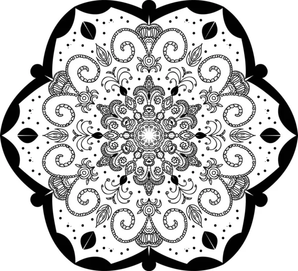 Uma Mandala Preta Isolada Fundo Branco — Fotografia de Stock