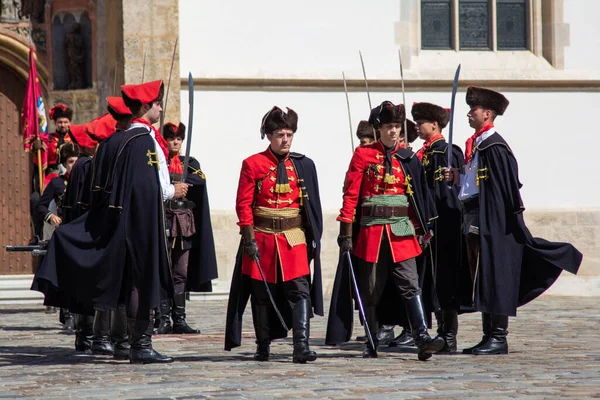 Zagreb Croatia Σεπτέμβριος 2012 Τελετή Αλλαγής Φρουράς Στην Πλατεία Του — Φωτογραφία Αρχείου