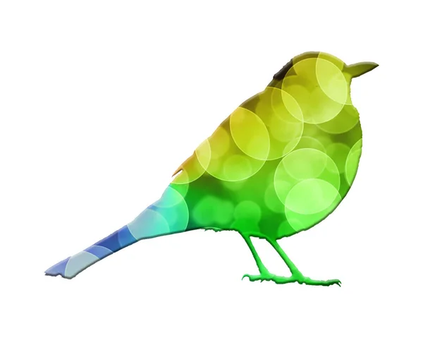 Bird Made Colorful Bokeh Lights Isolated White Background — Stock Photo, Image