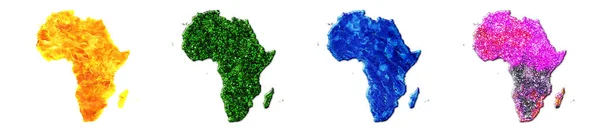 Een Weergave Illustratie Van Afrika Kaarten Uit Vuur Gras Water — Stockfoto