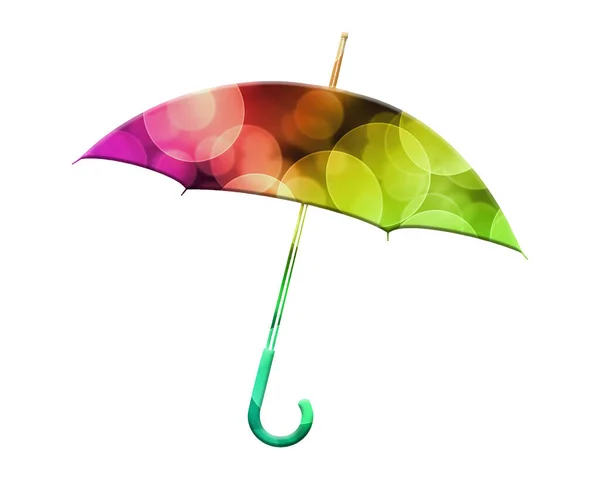 Rendering Illustration Umbrella Made Out Colorful Blurred Lights White Background — Stock Photo, Image