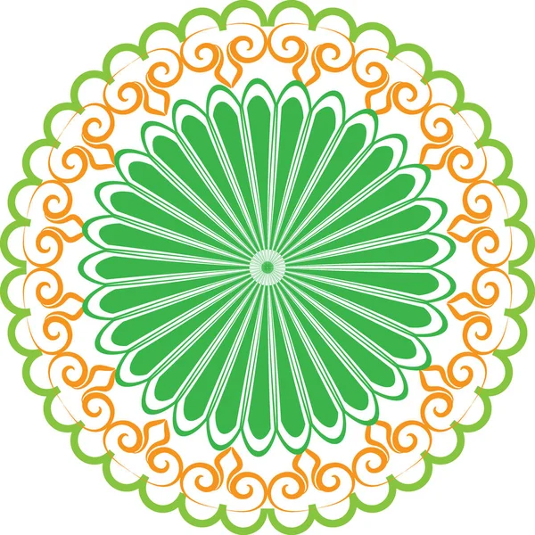 Uma Mandala Verde Laranja Isolada Fundo Branco — Fotografia de Stock