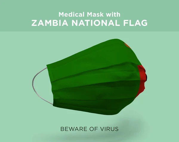 Иллюстрация Медицинской Маски Национальным Флагом Замбии Коронавирус — стоковое фото