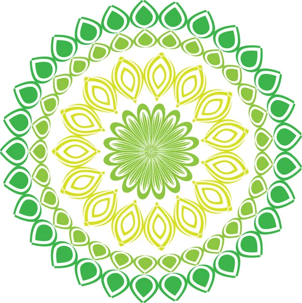 Uma Mandala Tons Verde Isolado Fundo Branco — Fotografia de Stock