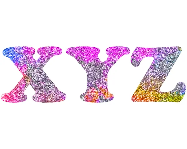 Uma Ilustração Renderização Das Letras Xyz Feitas Brilho Colorido Fundo — Fotografia de Stock