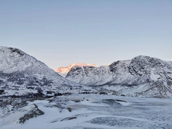 Vacker Bild Vintern Arktis Hillesoy Kvaloya Island Tromso Norge — Stockfoto