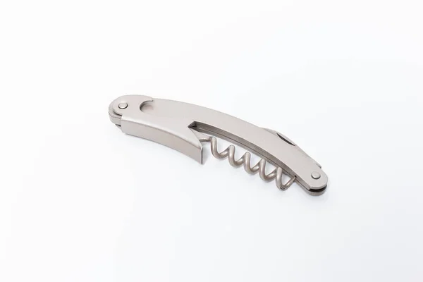 Closeup Shot Corkscrew Knife Isolated White Background — Stock Photo, Image