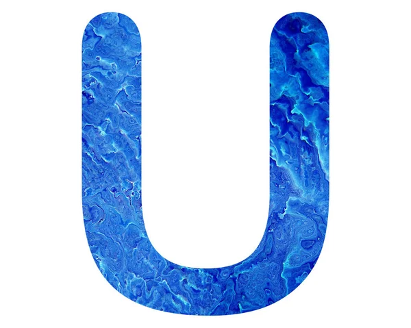 Синя Акварельна Величина Літери Ізольована Білому Тлі — стокове фото