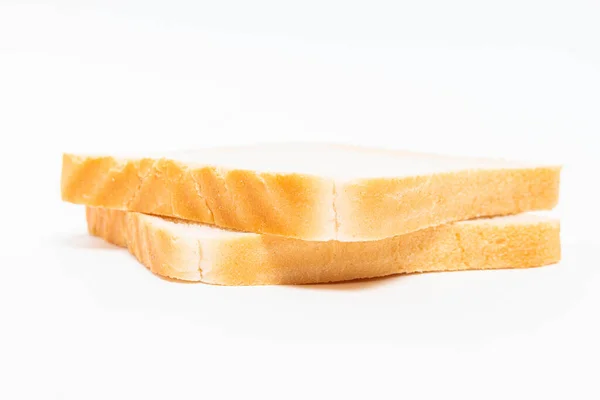 Съемка Крупным Планом Ломтиков Белого Хлеба Белом Фоне — стоковое фото