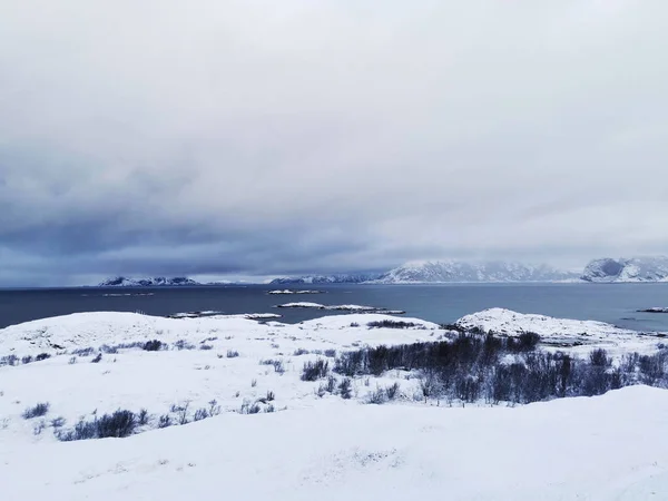 Uma Bela Foto Inverno Ártico Sommaroy Tromso Noruega — Fotografia de Stock