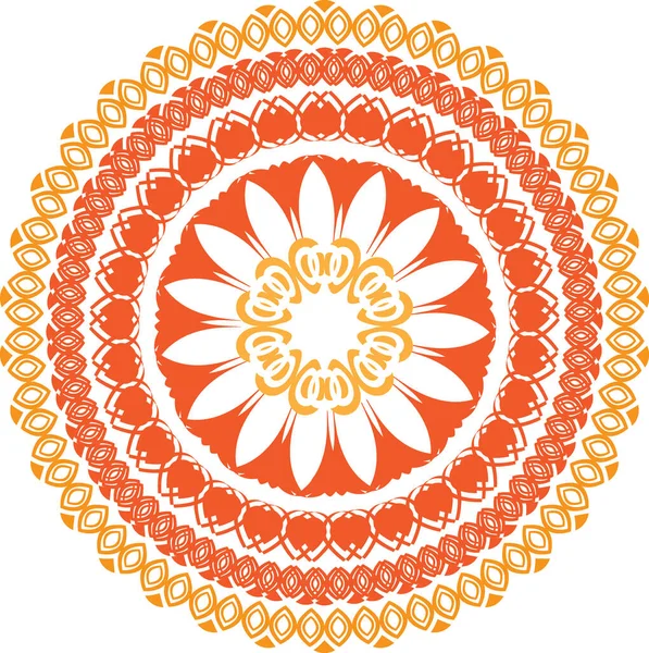 Mandala Aux Nuances Orange Isolé Sur Fond Blanc — Photo