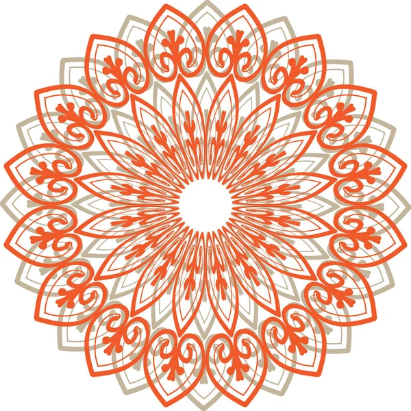 Mandala Orange Gris Isolé Sur Fond Blanc — Photo