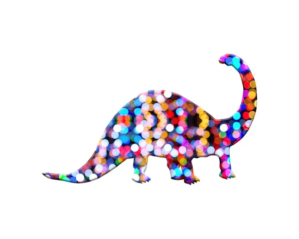 Illustration Dinosaur Colorful Glittery Pattern White Background — Stock Photo, Image