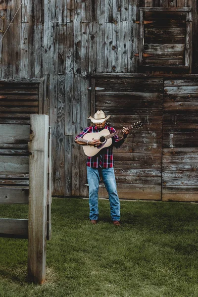 Texas Förenade Staterna Oct 2020 Texasansk Cowboy Spelar Countrymusik — Stockfoto