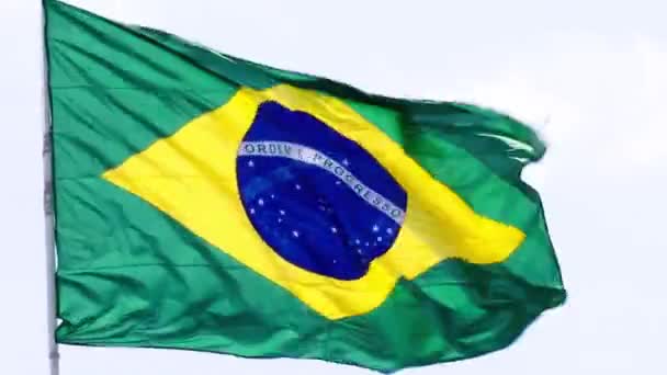ブラジルの旗が風になびいて — ストック動画
