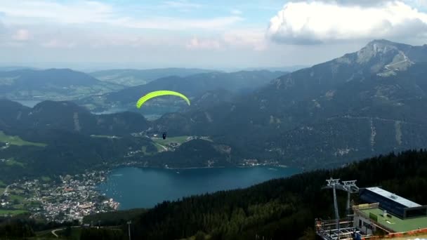 Paraglider Aan Start Salzburger Land Altausse Oostenrijk 2020 — Stockvideo