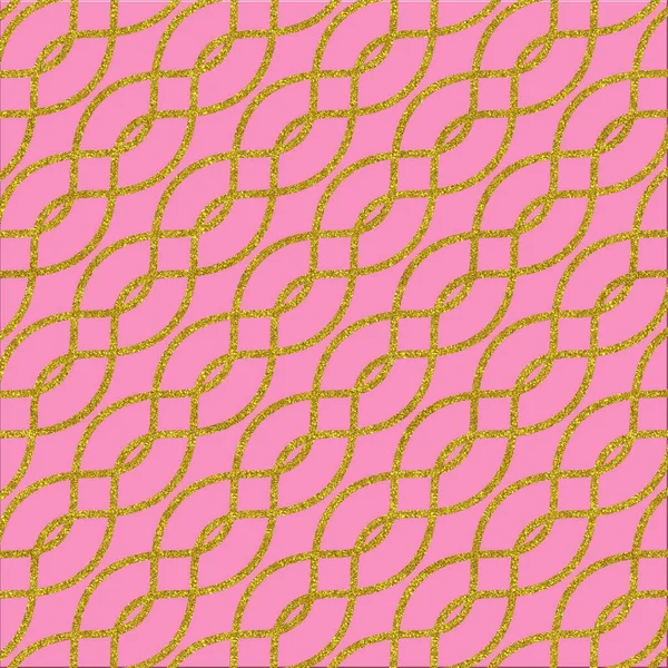 ピンクの背景に金色の絡み合った線のイラスト — ストック写真