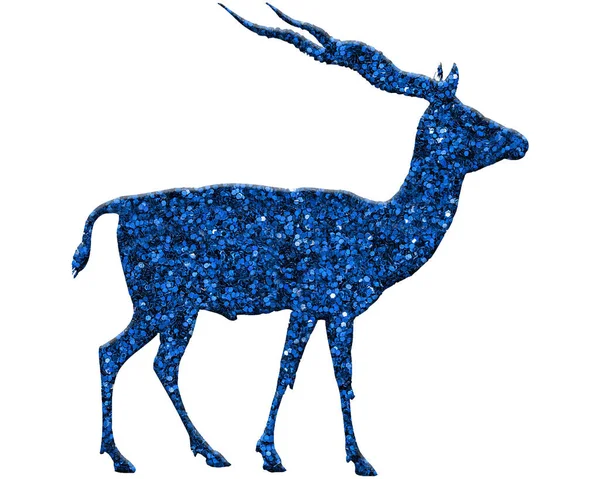 Una Semplice Illustrazione Una Silhouette Cervo Con Disegno Blu Isolato — Foto Stock