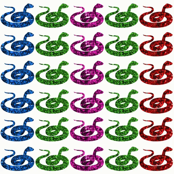 Een Illustratie Van Kleurrijke Glimmende Slangen Een Witte Achtergrond — Stockfoto