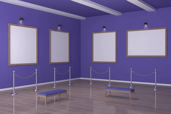 Eine Darstellung Einer Kunstgalerie Mit Leeren Rahmen Wänden Mit Platz — Stockfoto