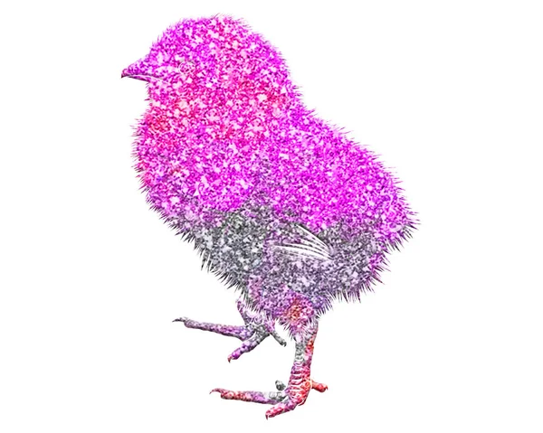 Pollito Aislado Compuesto Por Vibrante Fondo Brillo Rosa —  Fotos de Stock