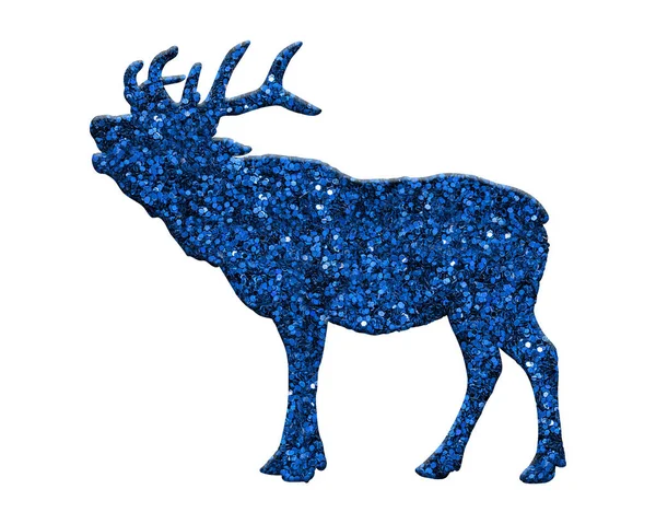 Cervo Isolato Composto Sfondo Blu Glitter — Foto Stock
