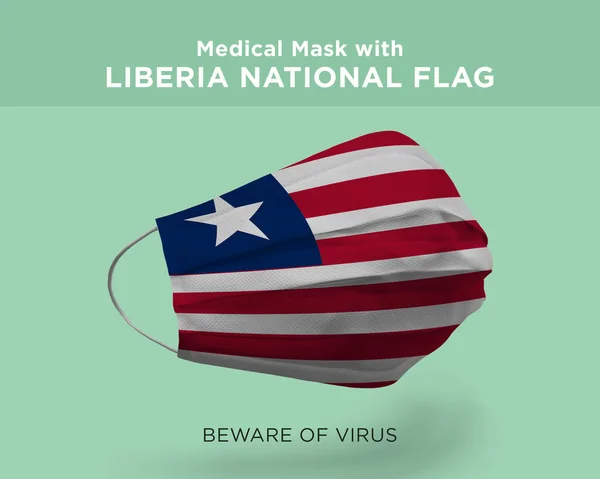 Een Weergave Van Een Medisch Masker Met Liberia National Flag — Stockfoto