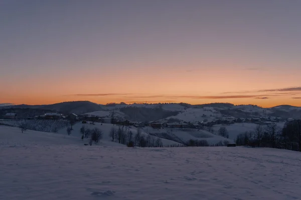 Fantástico Paisaje Invierno Durante Puesta Del Sol Ideal Para Papel — Foto de Stock