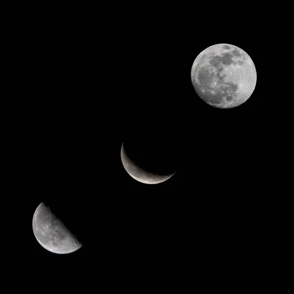 Last Quarter Waning Crescent Een Volle Maan Fase Een Zwarte — Stockfoto