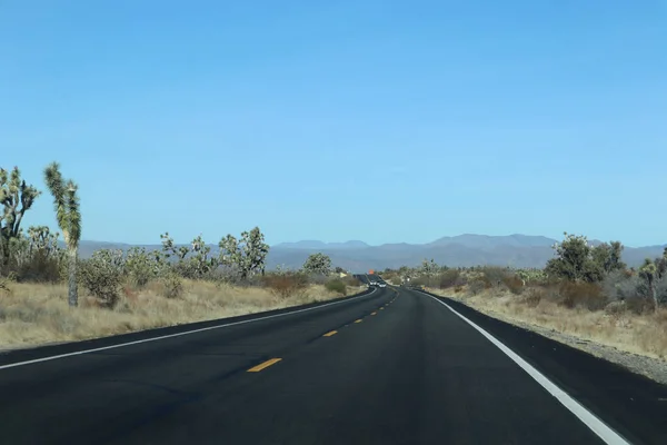 Widok Jezdni Autostrady Przez Joshua Drzewo Park Pobliżu Wickenburg Arizona — Zdjęcie stockowe