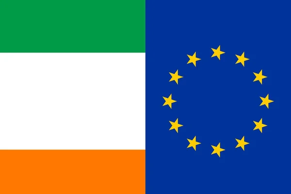 爱尔兰国旗与欧盟国旗相邻的图例 — 图库照片