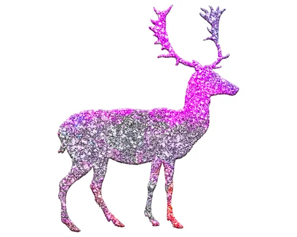 Ein Isolierter Hirsch Aus Leuchtend Rosa Getöntem Glitzerhintergrund — Stockfoto