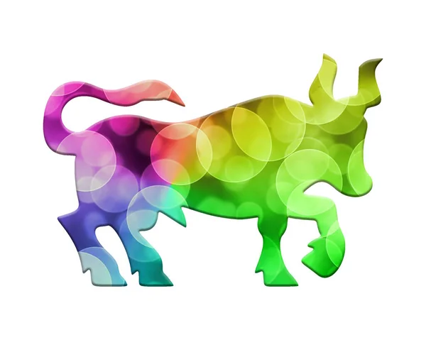 Ein Isolierter Stier Aus Bunten Bokeh Lichtern Hintergrund — Stockfoto