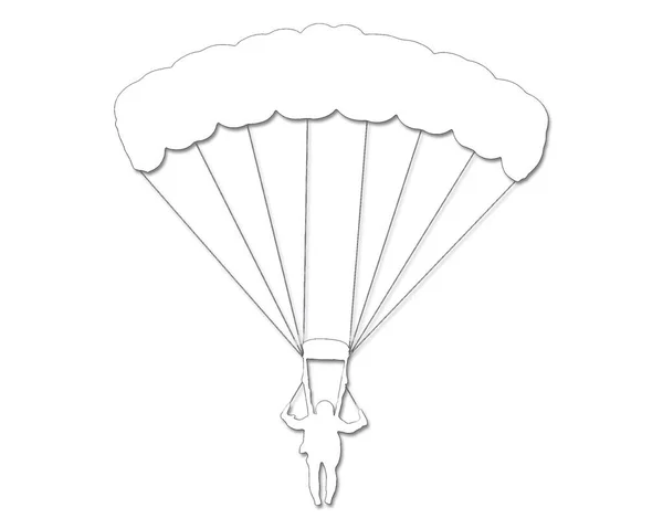 Une Illustration Simple Une Silhouette Parachutiste Vierge Isolée Sur Fond — Photo