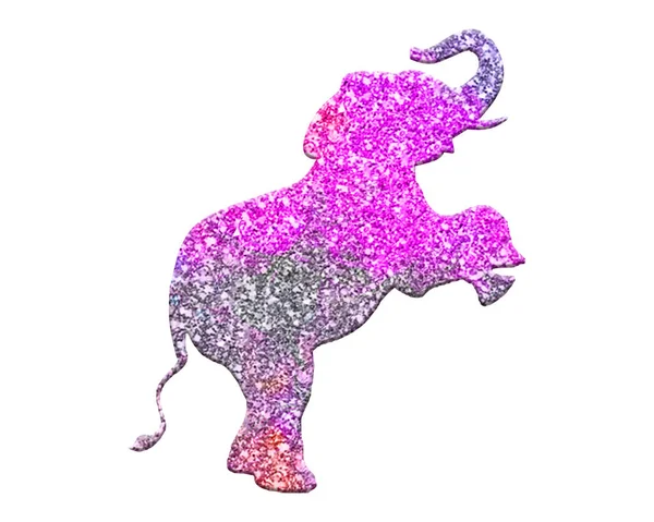 Isolated Elepha Composed Vibrant Pink Toned Glitter Background — Stock Photo, Image