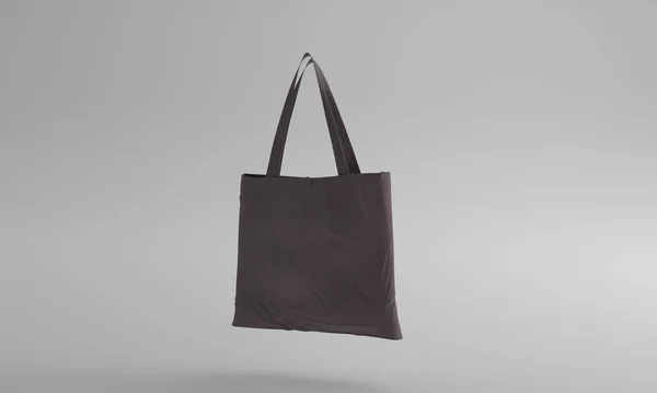 Representación Una Bolsa Tela Gris Oscura Flotando Sobre Fondo Gris — Foto de Stock